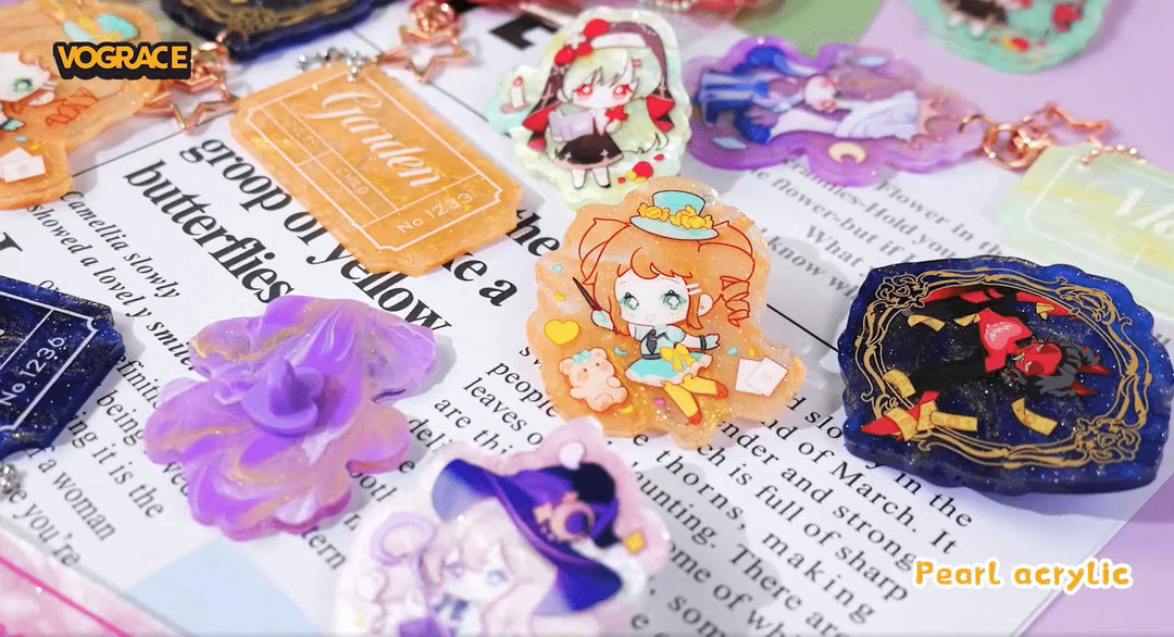 Vograce新作：オリジナルマーブルグリッターアクリルキーホルダー コレクション