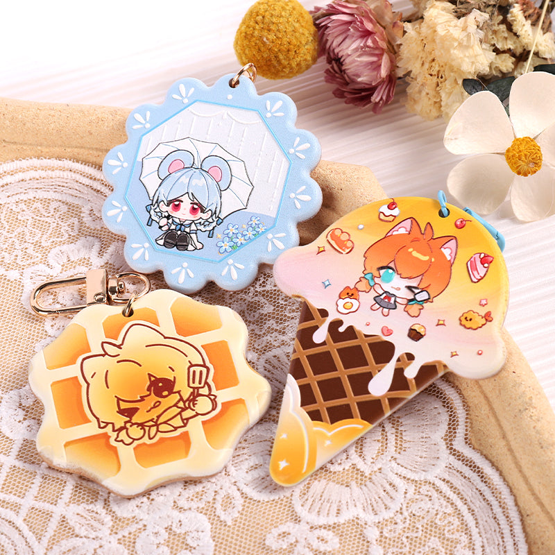 オリジナル3D調ブナ材キーホルダー