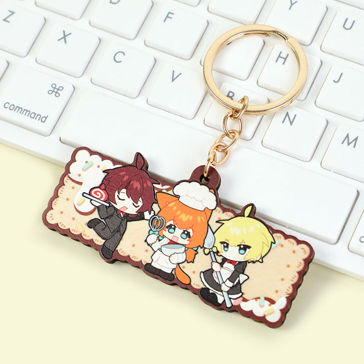 オリジナル4mm厚めバスウッド木製キーホルダー