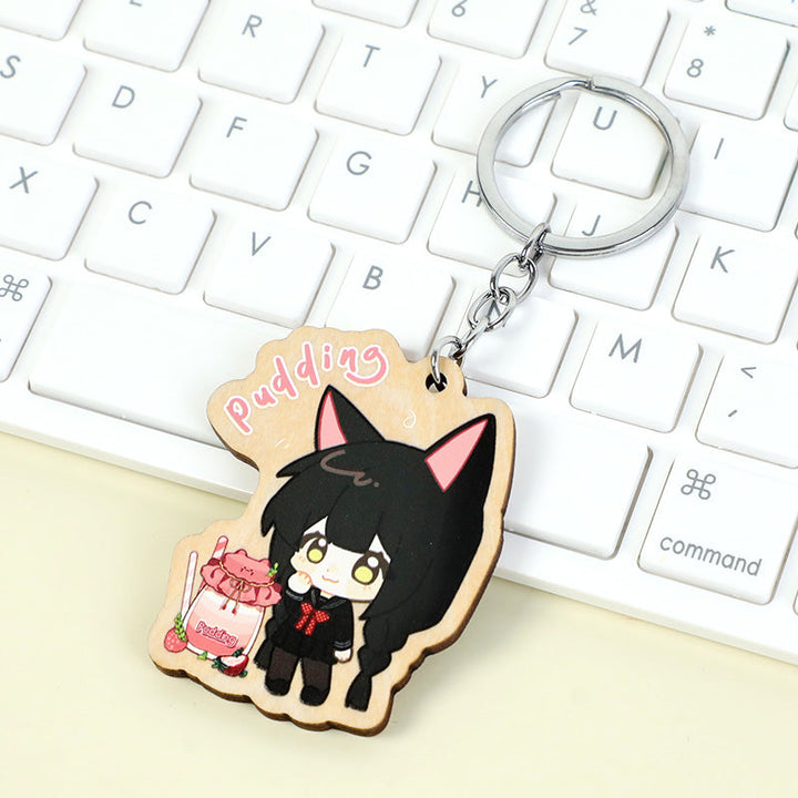 オリジナル4mm厚めバスウッド木製キーホルダー