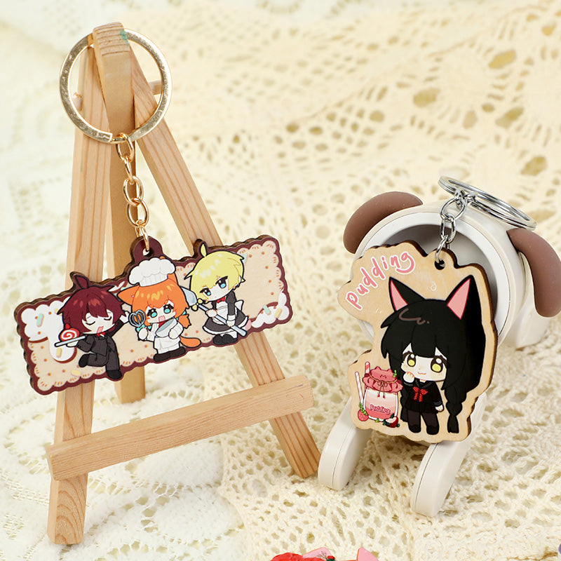 オリジナル4mm厚めバスウッド木製キーホルダー