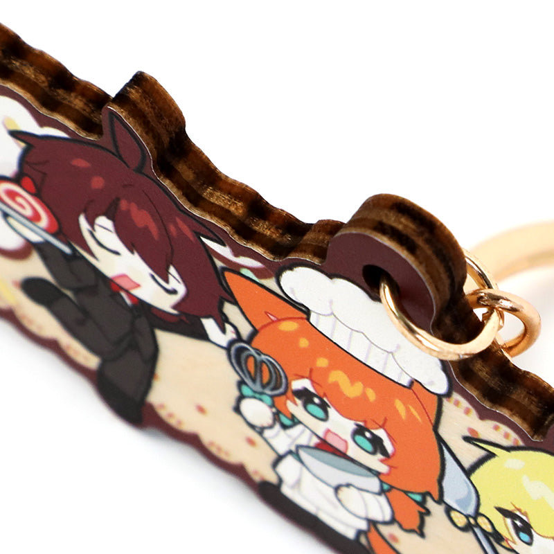 オリジナル4mm厚めバスウッド木製キーホルダー