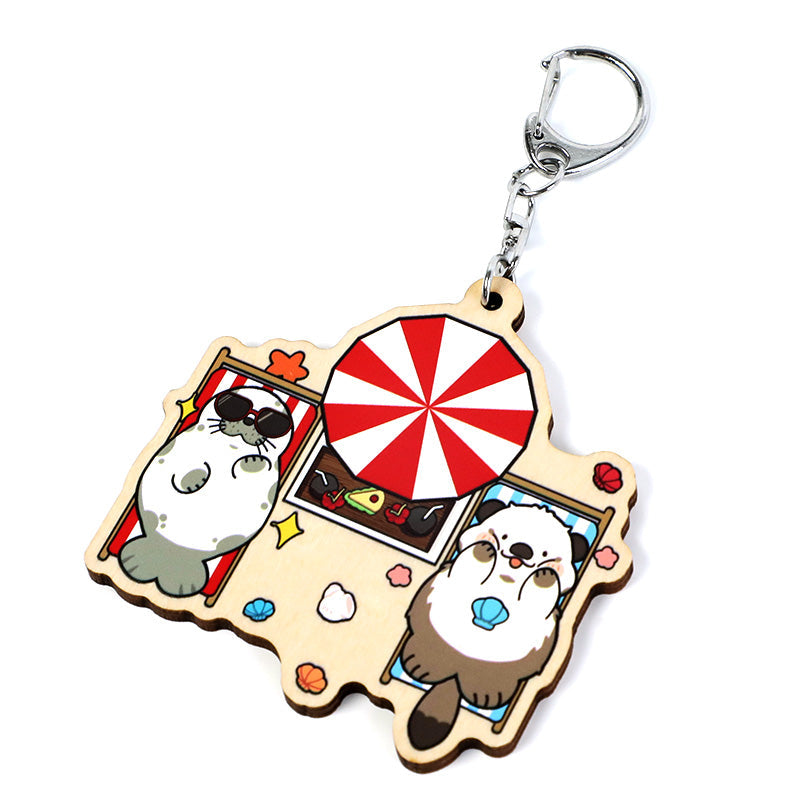 オリジナル4mm厚めバスウッド木製キーホルダー