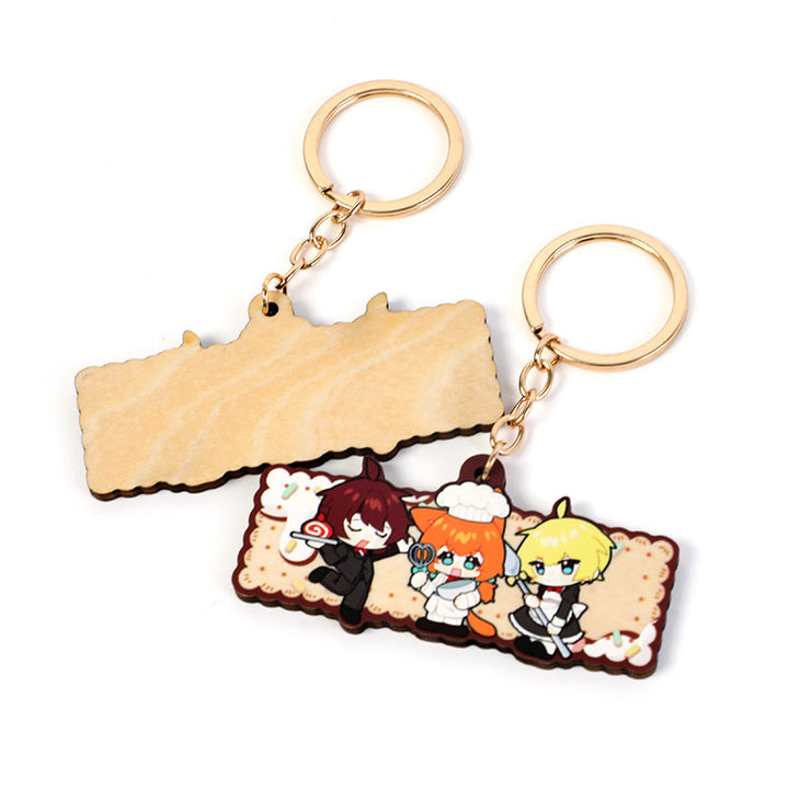 オリジナル4mm厚めバスウッド木製キーホルダー