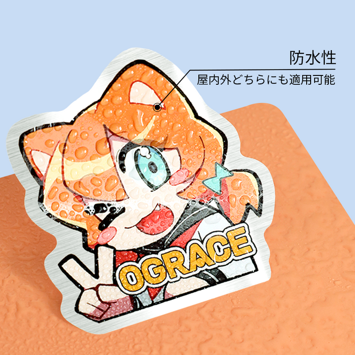 オリジナルヘアラインシルバーステッカー