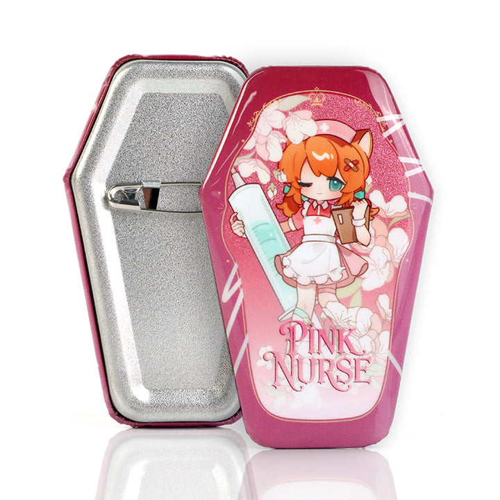 オリジナル棺型グリッター缶バッジ