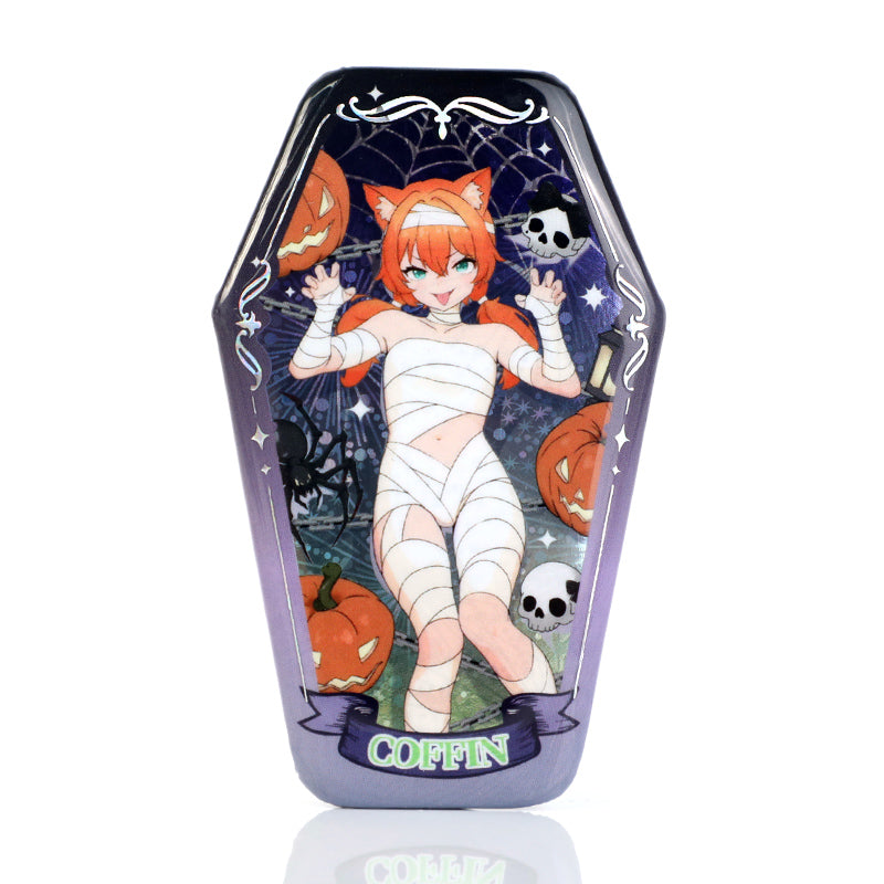オリジナル棺型グリッター缶バッジ