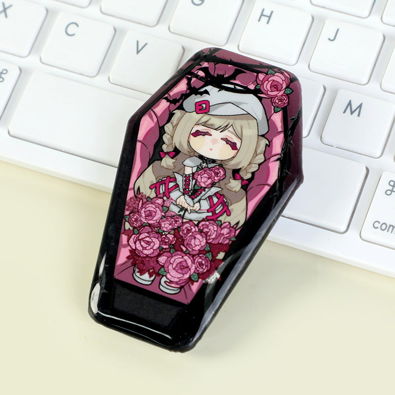 オリジナル棺型グリッター缶バッジ