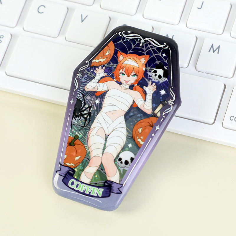 オリジナル棺型グリッター缶バッジ