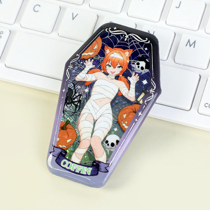 オリジナル棺型グリッター缶バッジ