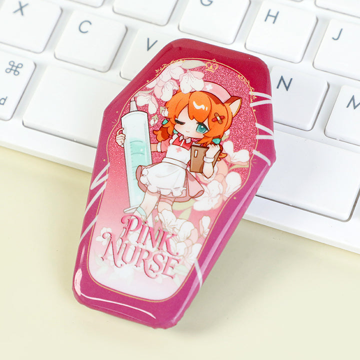 オリジナル棺型グリッター缶バッジ