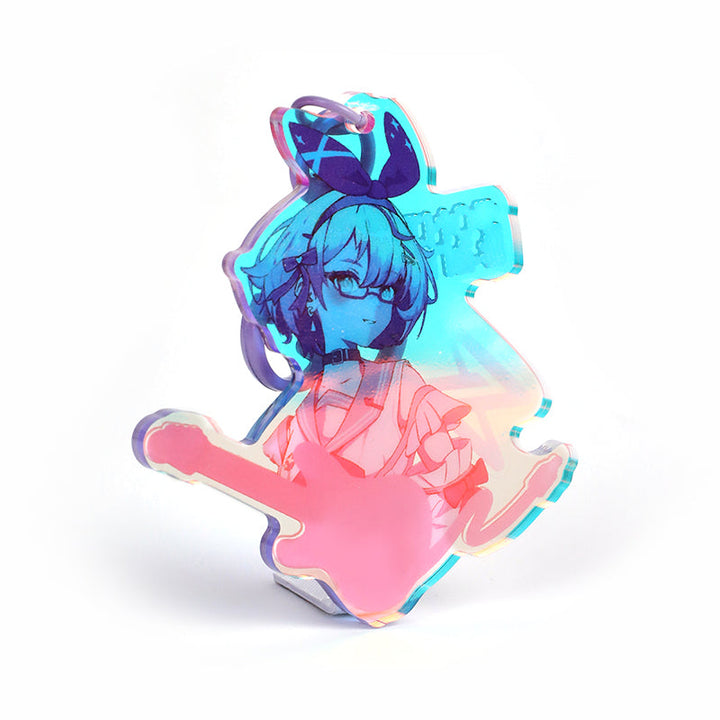 Custom Cold Foil Stamping Holographic Rainbow Acrylic Keychains - VOGRACE