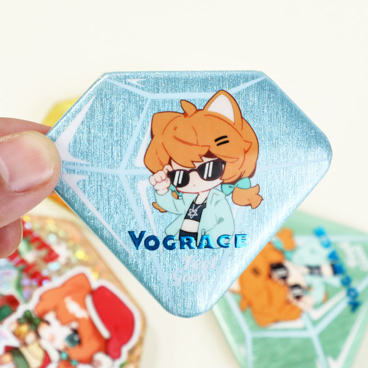 オリジナルダイヤ型グリッター缶バッジ