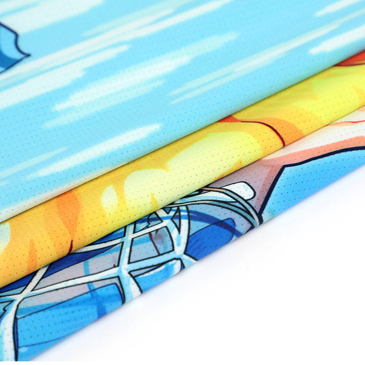 Stacked quick dry polyester t-shirt fabric with colorful custom animation prints