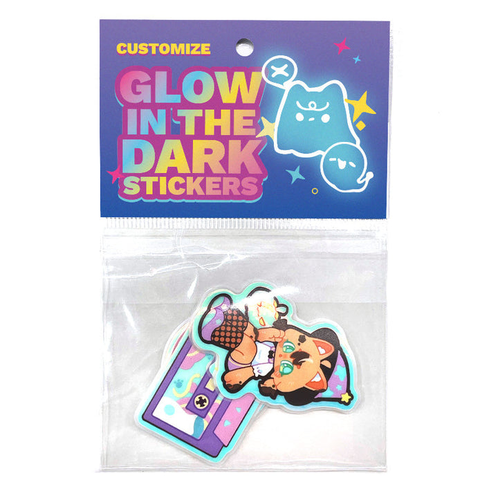 Custom Colorful Blue Holographic Glow In The Dark Stickers - VOGRACE