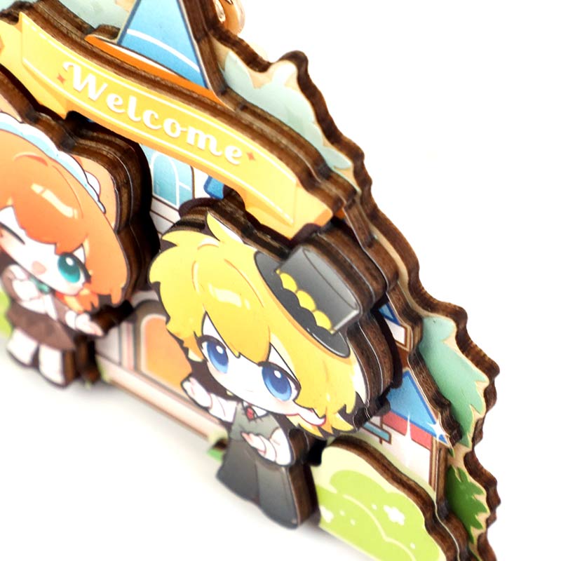 オリジナル多層木製キーホルダー