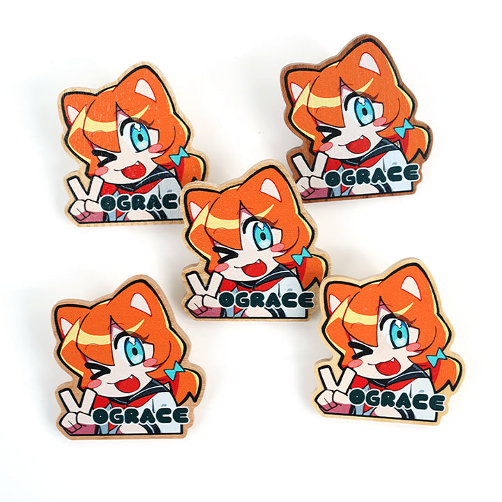 Custom Natural Wooden Pin Badges - VOGRACE