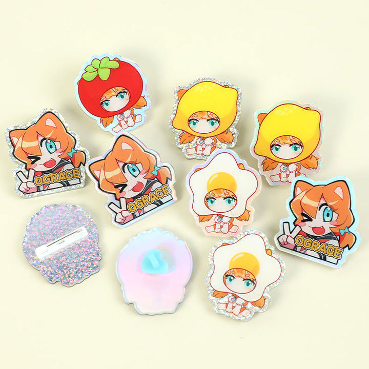 オリジナルホログラムアクリルピンバッジ