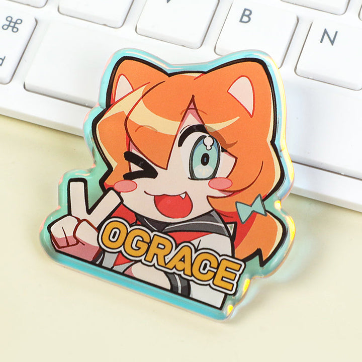 オリジナル角丸オーロラアクリルピンバッジ