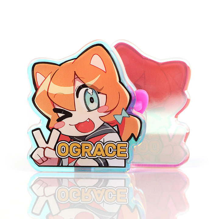オリジナル角丸オーロラアクリルピンバッジ