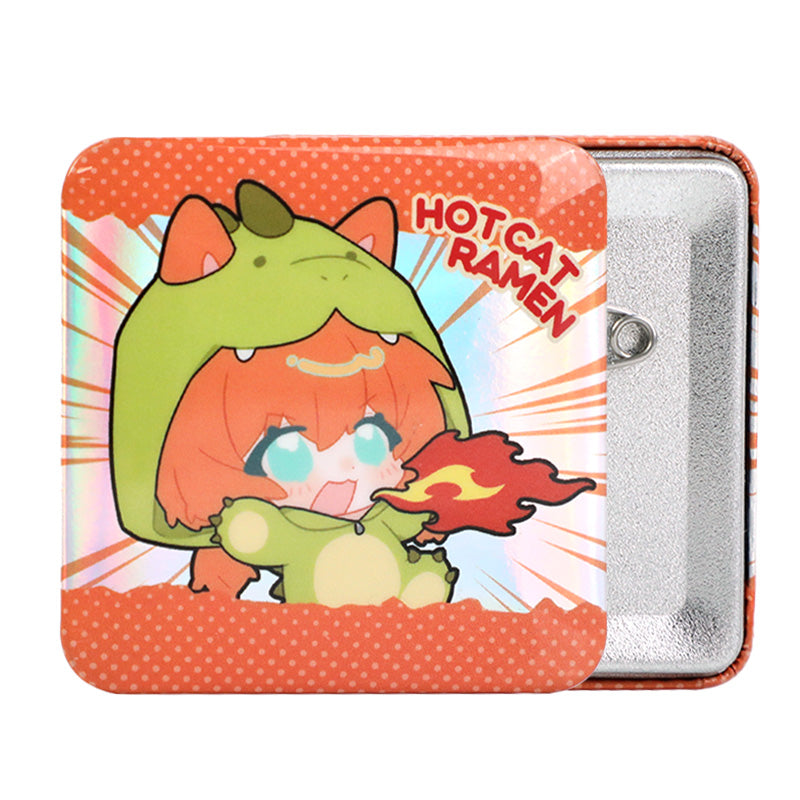 オリジナルコールド箔ホログラム正方形缶バッジ