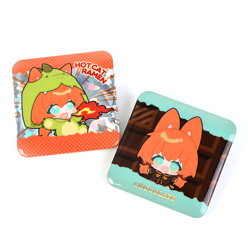 オリジナルコールド箔ホログラム正方形缶バッジ