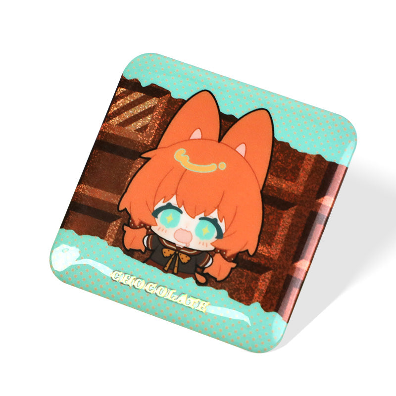 オリジナルコールド箔ホログラム正方形缶バッジ