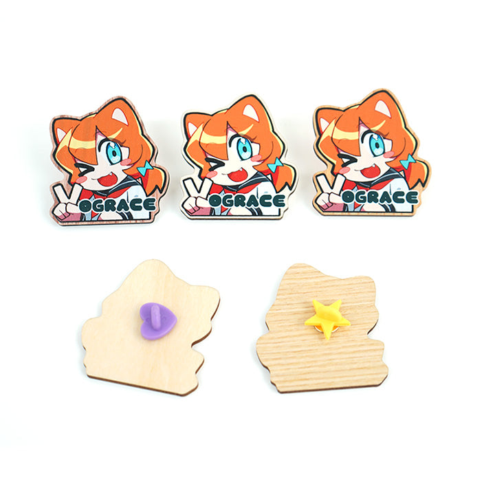 Custom Synthetic Wooden Pins Badges - VOGRACE