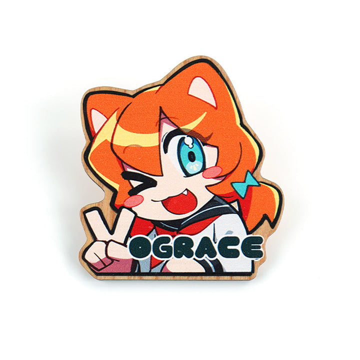Custom Synthetic Wooden Pins Badges - VOGRACE