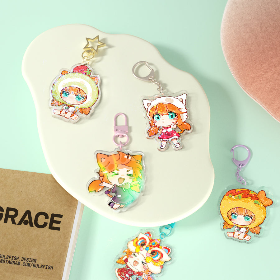 オリジナルドーミング全面ホログラムアクリルキーホルダー