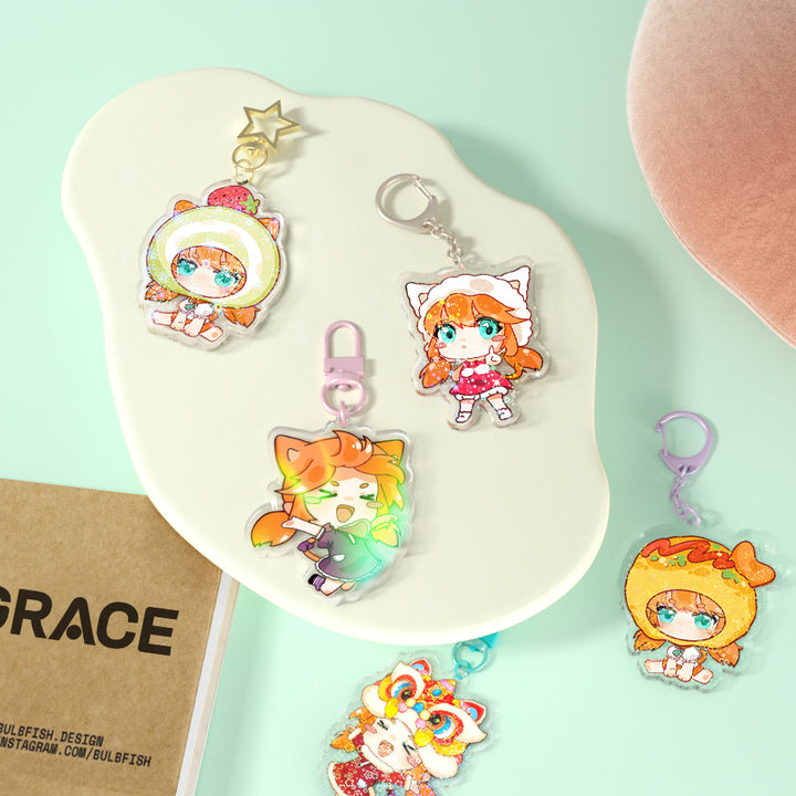 オリジナルドーミング全面ホログラムアクリルキーホルダー