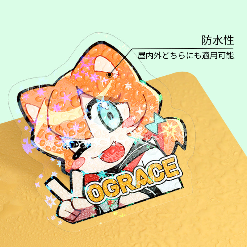 オリジナル全面ホログラムクリアステッカー